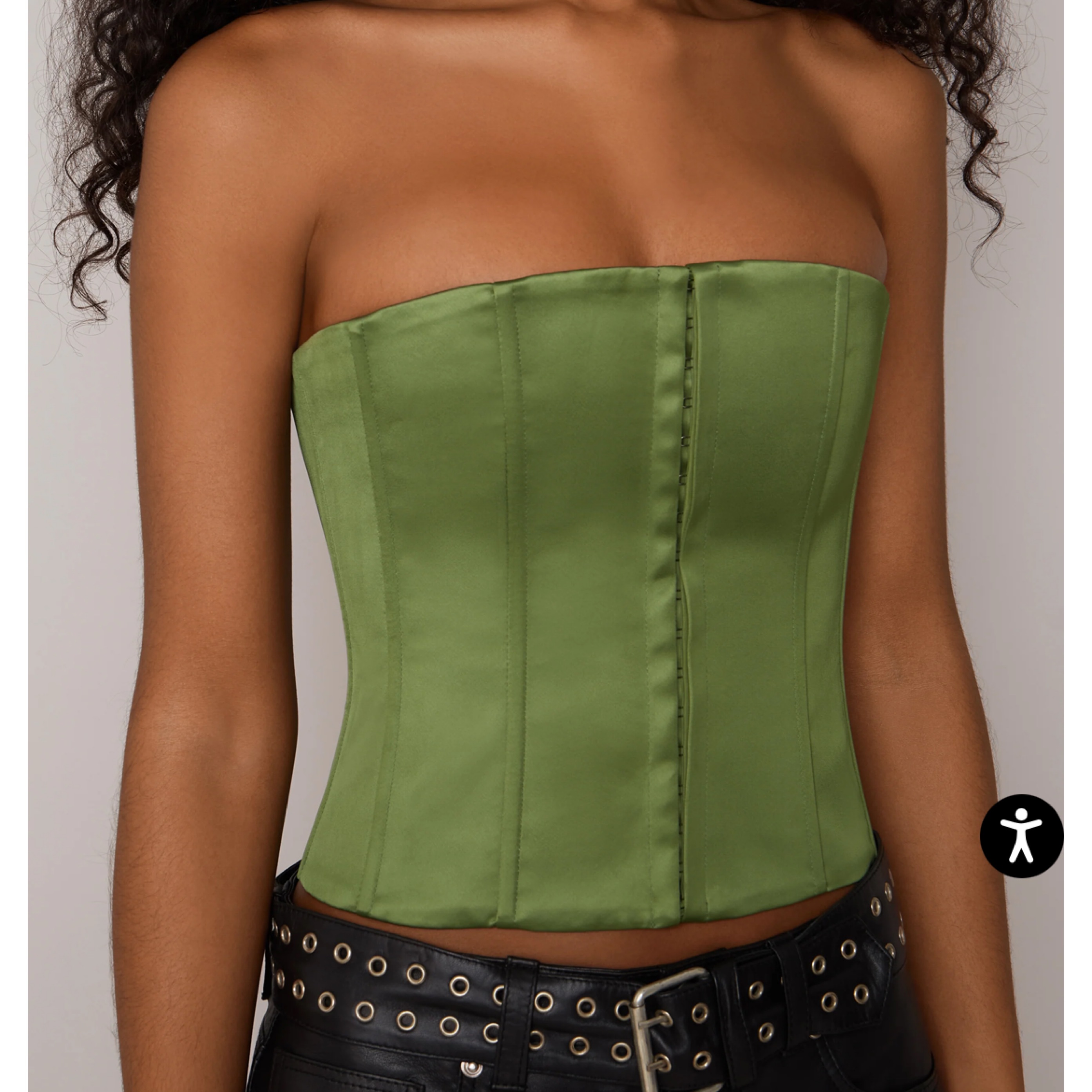 Danielle Guizio Satin Corset in Jardin by Danielle Guizio - Pickle