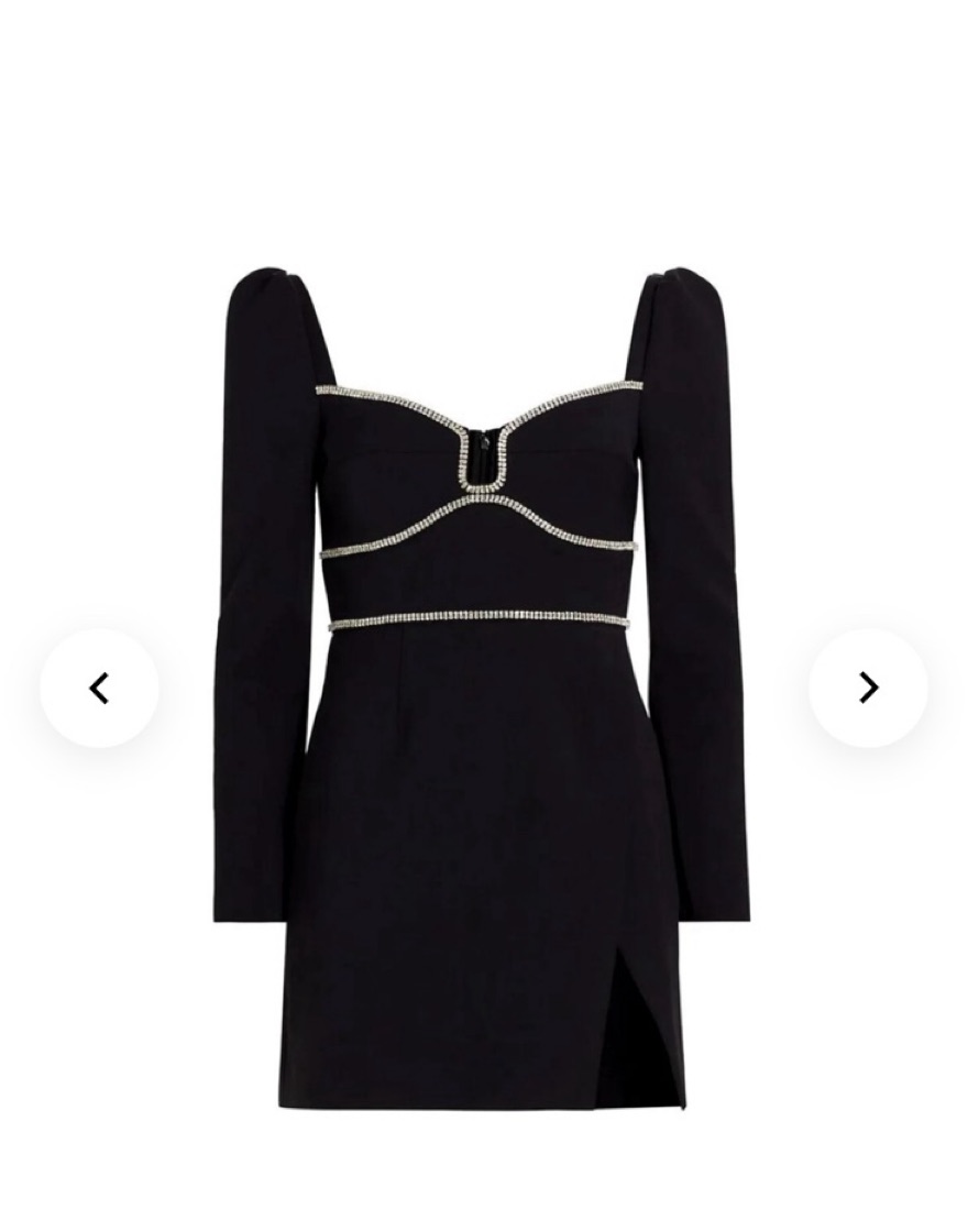 black crepe diamante detail mini dress Upon A Star Black Bandeau Diamante Fringe Mini Dress – Club L London main image 0