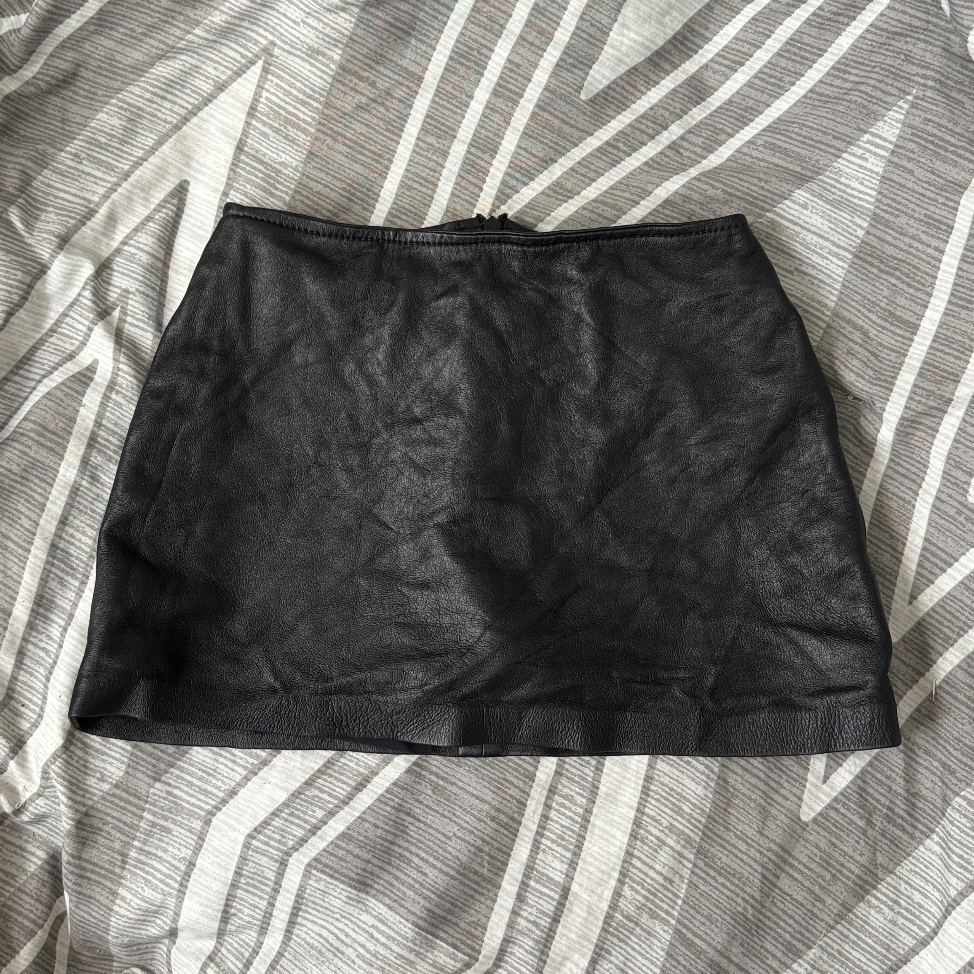 BLACK LEATHER MICRO MINI SKORT - Image 2