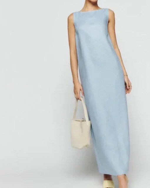 Marcie Linen Dress by Reformation / - Pickle