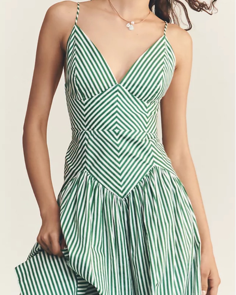 green emerald velvet dress Farm Rio Monstera Linen Midi Dress in Multi