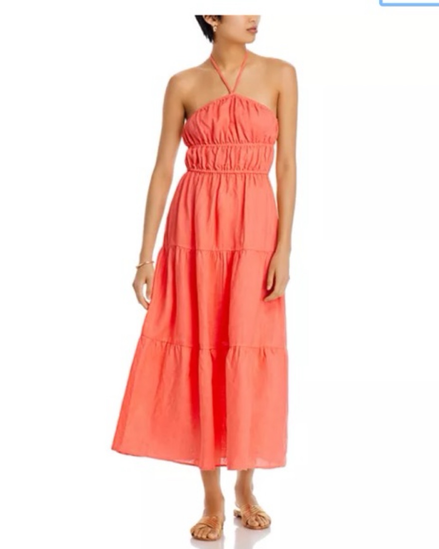 sachin and babi light blue dress Tangerine Halter Knot Tie Linen Blend Midi Dress main image 1