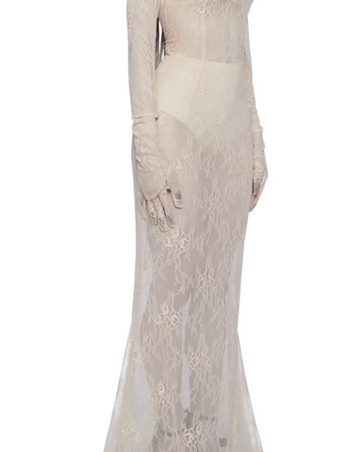 Lace Maxi Dress With Connected Gloves by Revolve - Pickle
