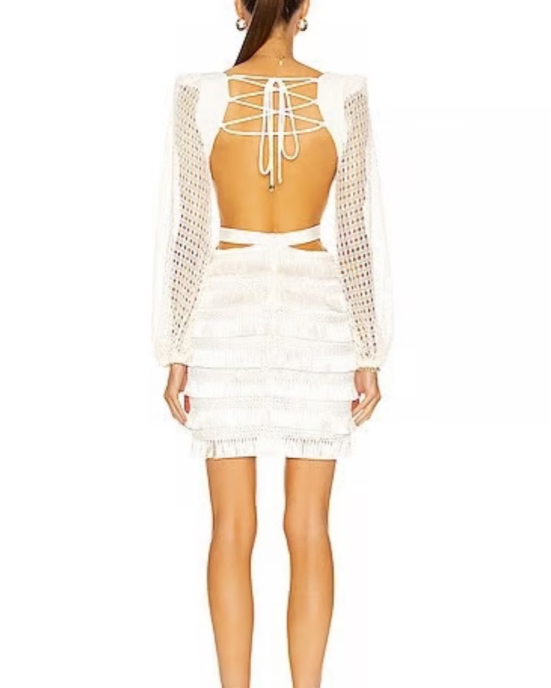 black mini dress low back Black Crochet Halter CrissCross Back Mini Dress – Hot Miami Styles