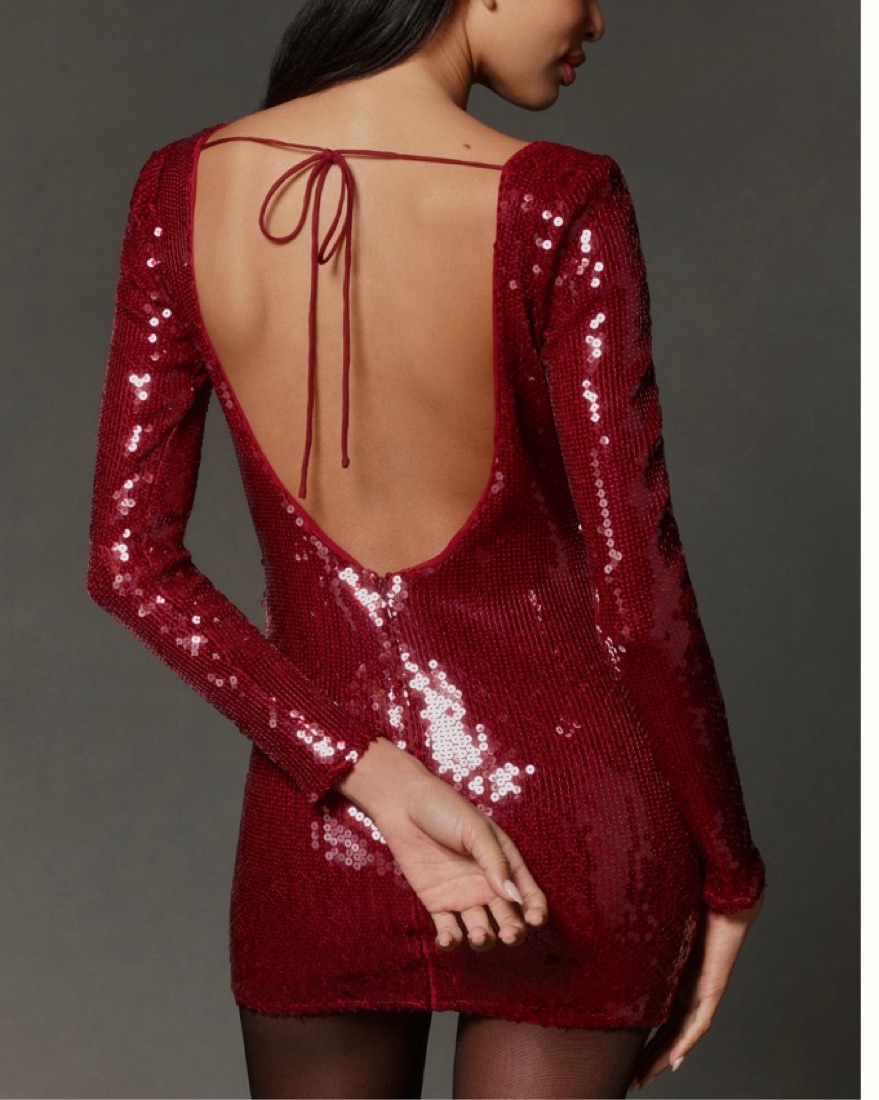 strapless open back dress Bardot Karoline Hourglass Mini Dress in Deep Red – TrenLend