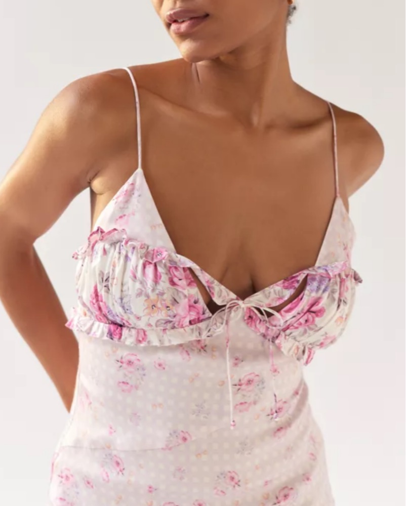knee length dresses for ladies FOR LOVE & LEMONS Doily Bouquet Midi Dress