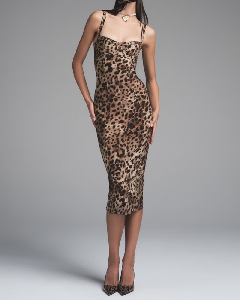 knee length dresses for ladies Dolce & Gabbana x Skims Leopard-Print Bodycon Mini Dress