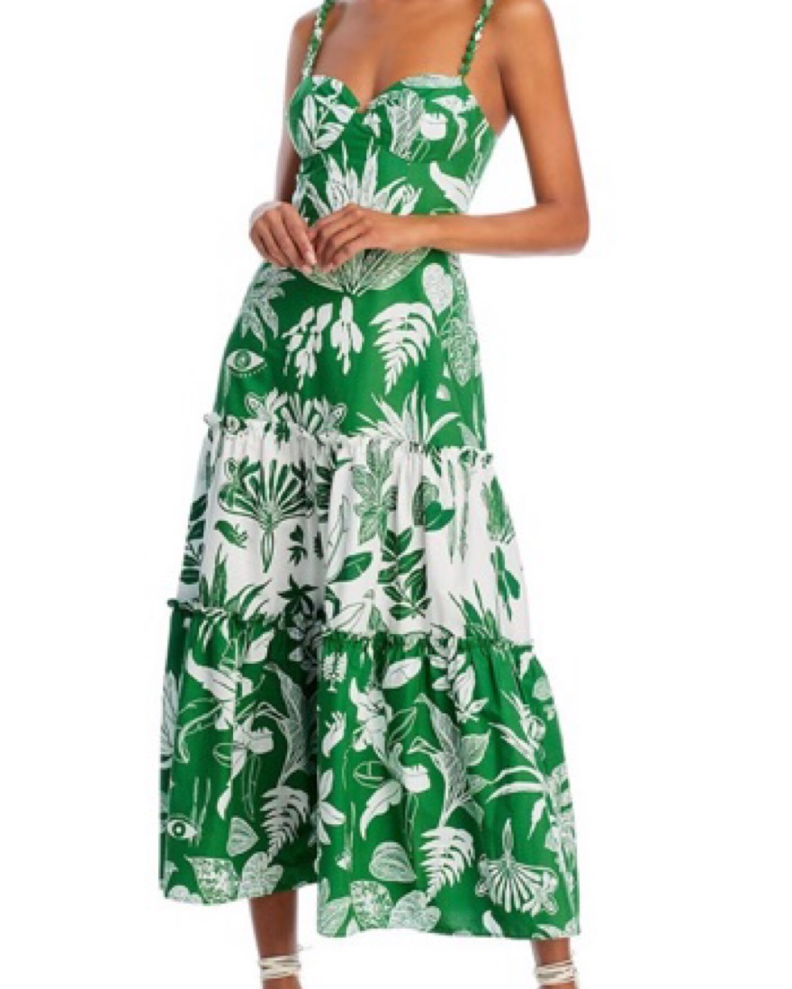 knee length dresses for ladies Farm Rio 3D Floral Linen Midi Dress main image 0