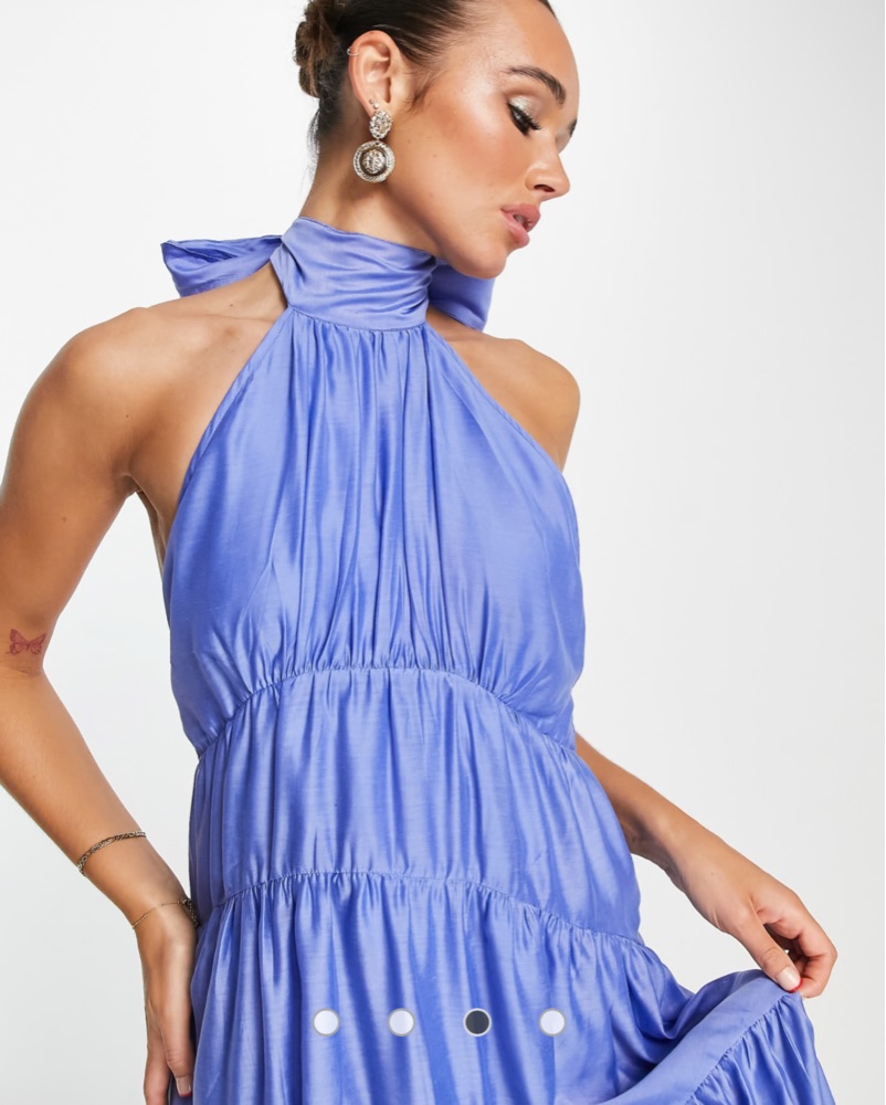 blue pinstripe dress pants DESIGN Maxi Dress With Ruffle Detail main image 0