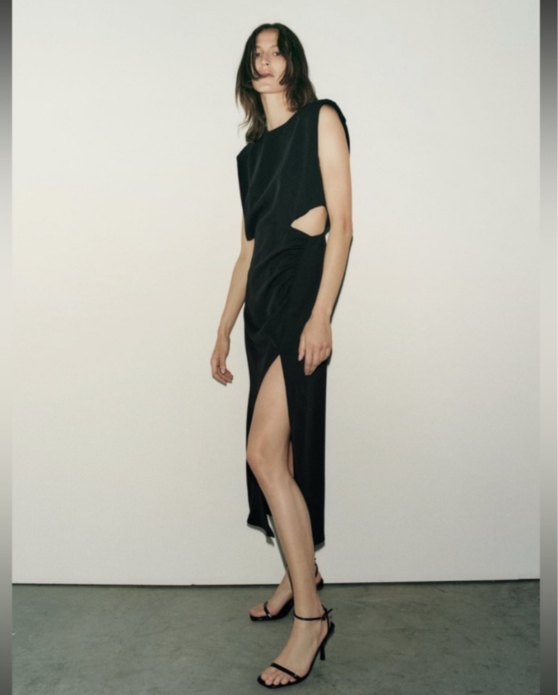 Black Cut-Out Midi Dress by Zara