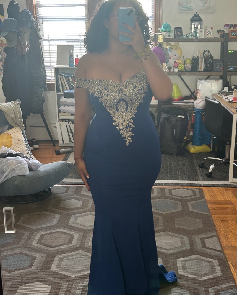 Blue Off The Shoulders Long Tail Dress by Other - Pickle