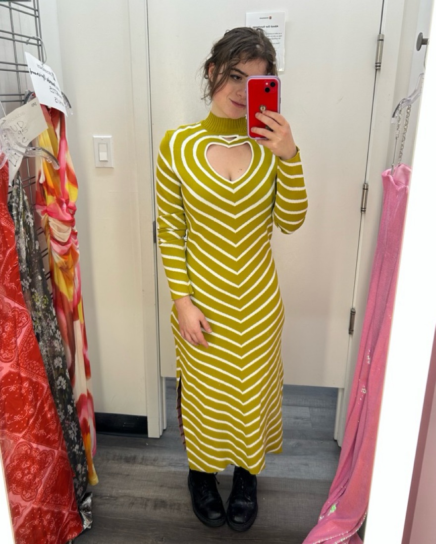 slim fit dress slacks Taupe Chevron Crochet Shoulder Tie Maternity Midi Dress main image 0