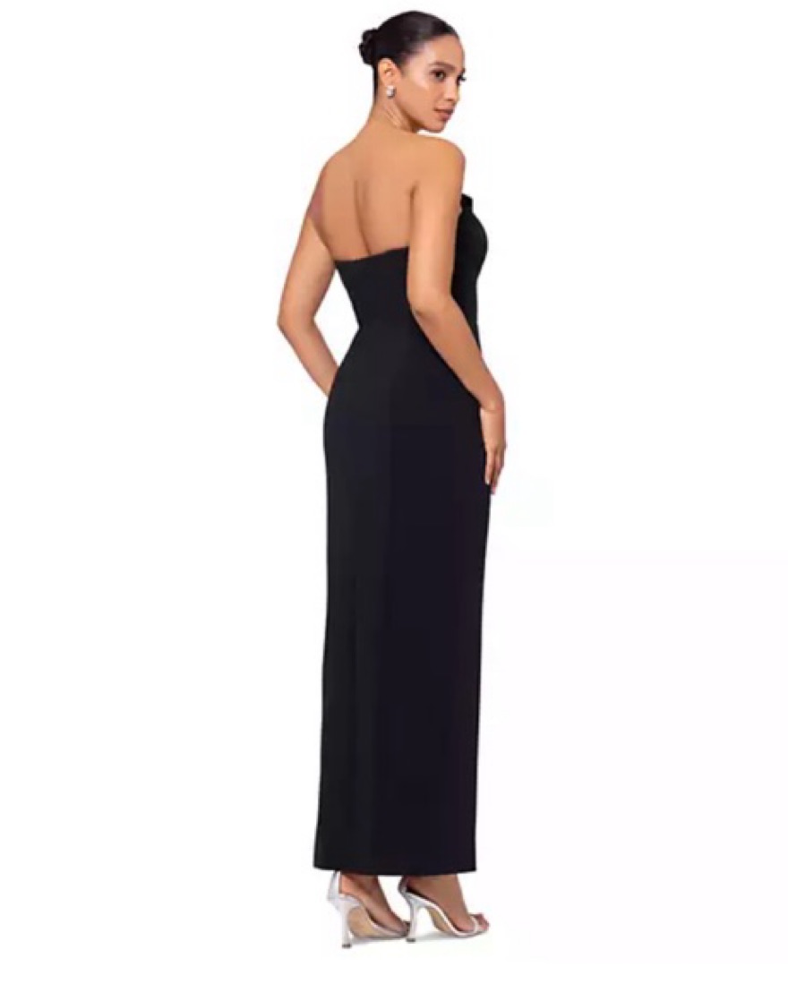 blue dress for baby girl Strapless Black Prom Gown: Betsy & Adam A26845 Black / 0