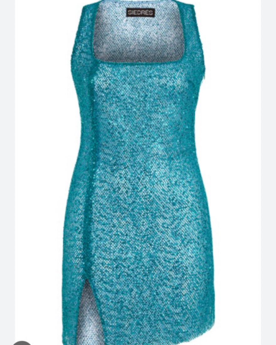 Siedres Blue Sheer Sequin SlitMini Dress by Siedres - Pickle