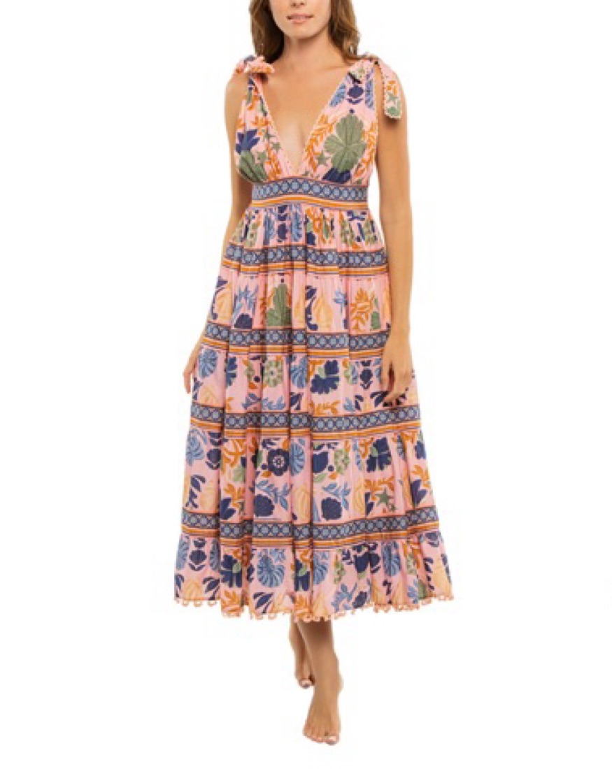 Farm Rio Pink Seashell Midi Dress - Image 1