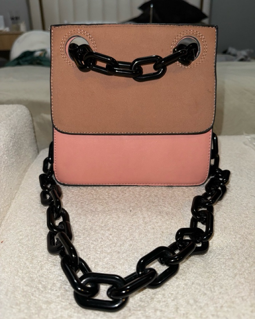 Pink/Brown Chunky Chain Bag - Image 3