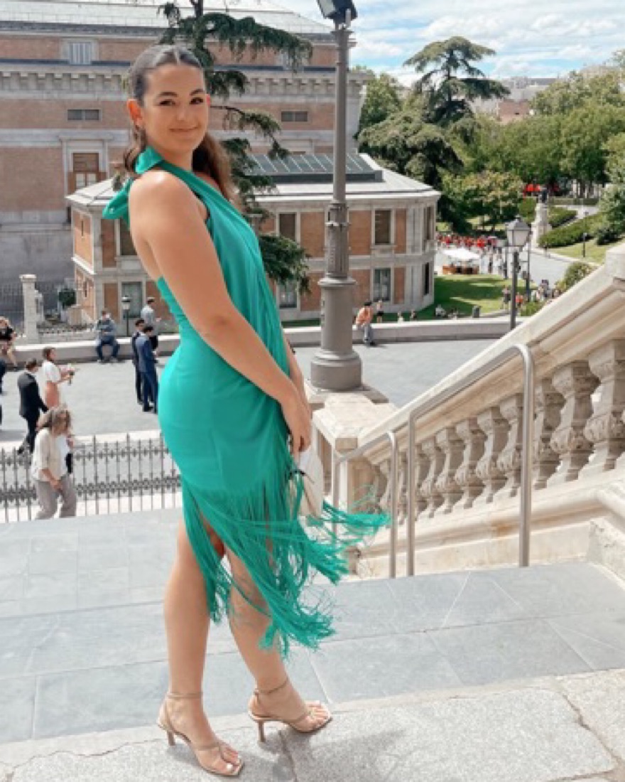 Green fringe halter dress by No Pise La Grama - Pickle
