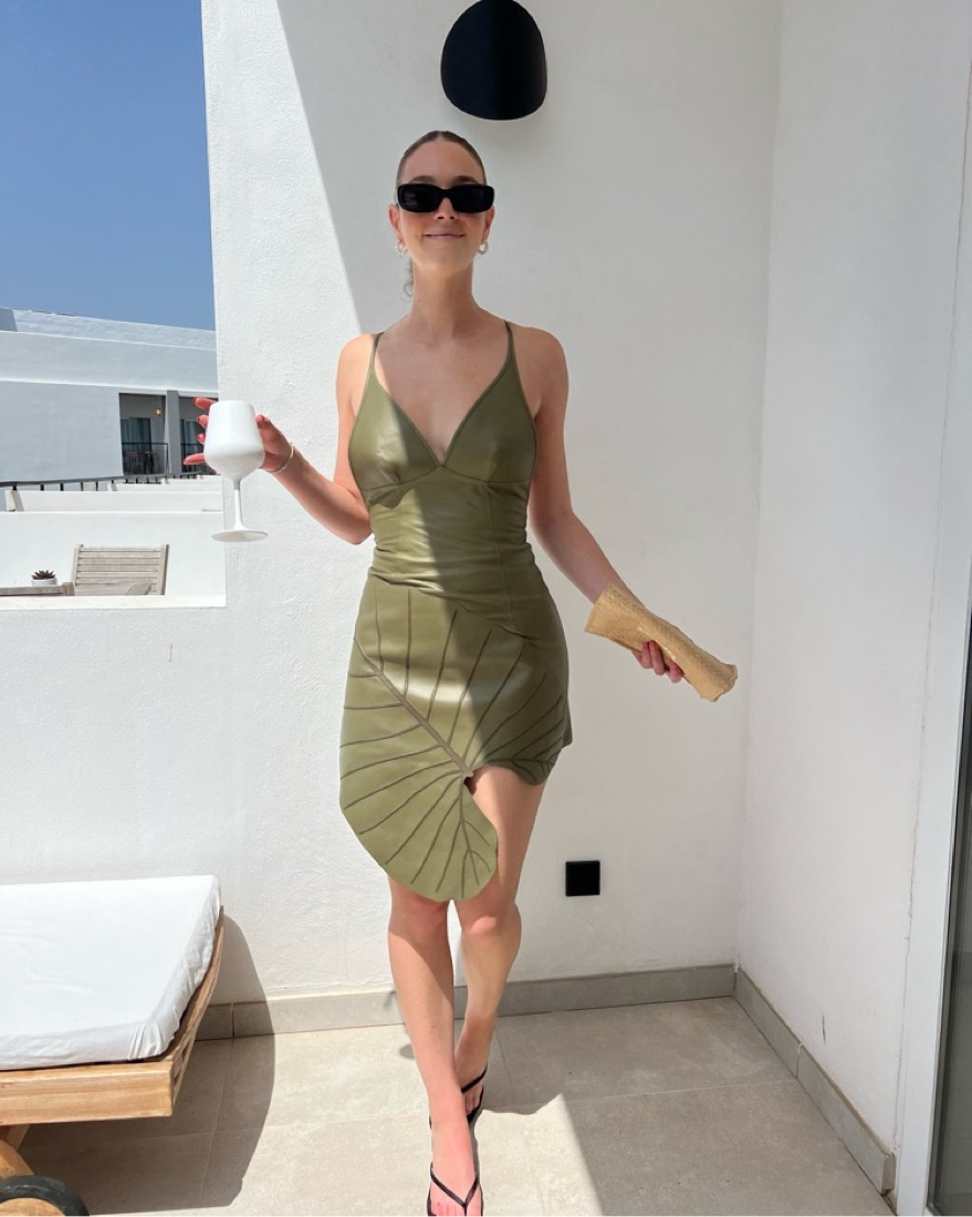 Loewe Green Leaf Leather Dress by Loewe - Pickle