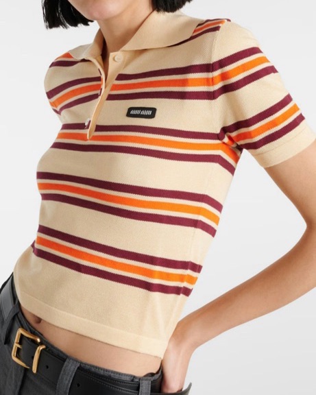 Miu Miu Stripe Polo Shirt - Image 1
