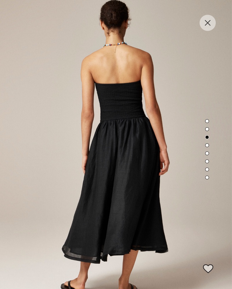 JCrew Strapless Smocked Black Midi Dress by J Crew - Pickle