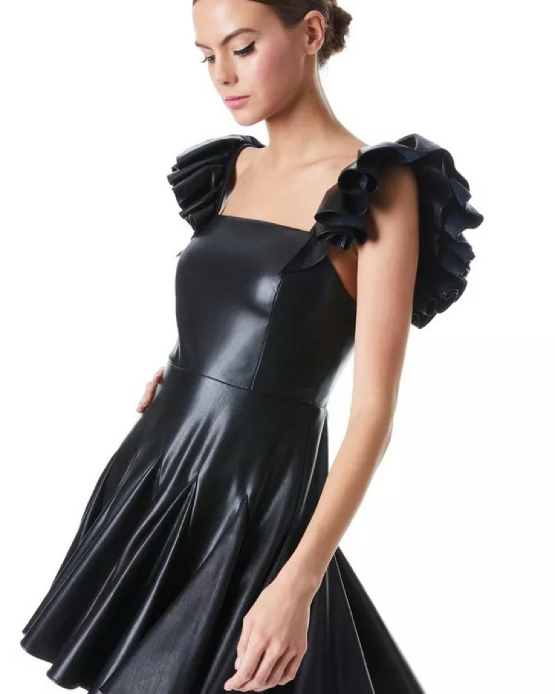 Alice & Olivia Leather Ruffle Dress by Alice & Olivia - Pickle