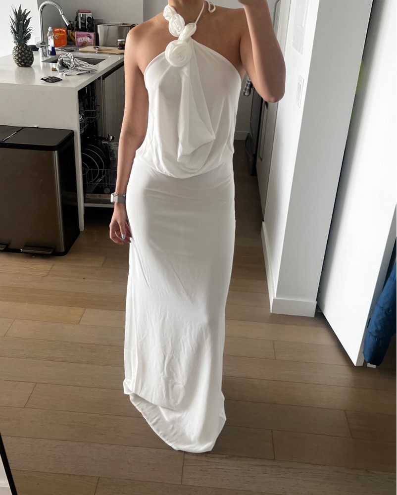 knee length dresses for ladies Margot Cowl Neck Satin Maxi Dress • Shop American Threads Online Dress Butter Yellow / S main image 0