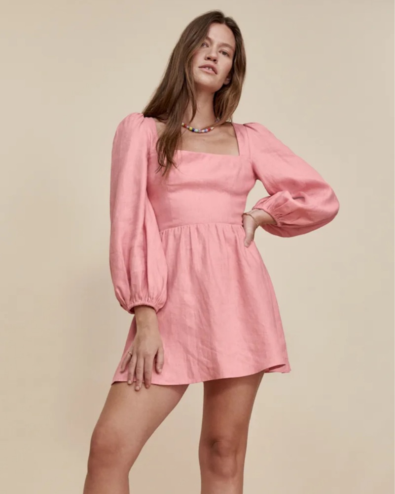 Reformation Brodie Linen Dress by Reformation - Pickle