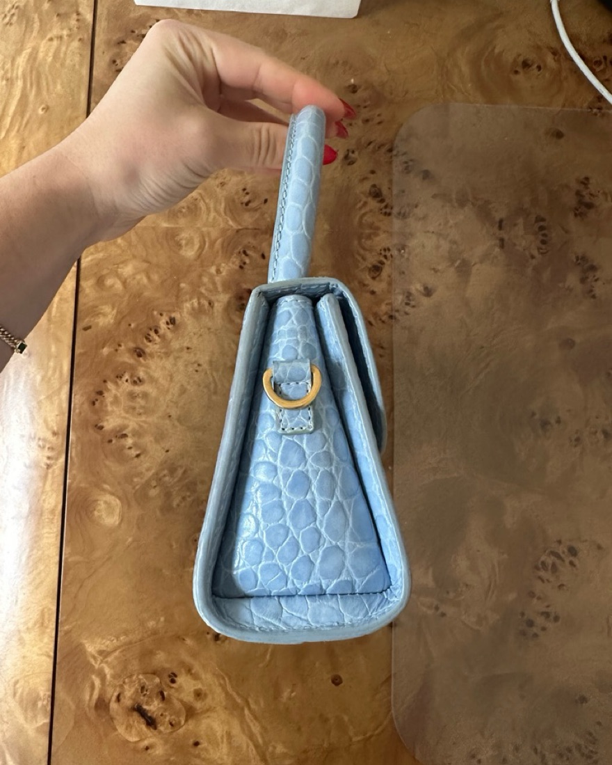 By Far Mini Blue Embossed Leather Bag - Image 4