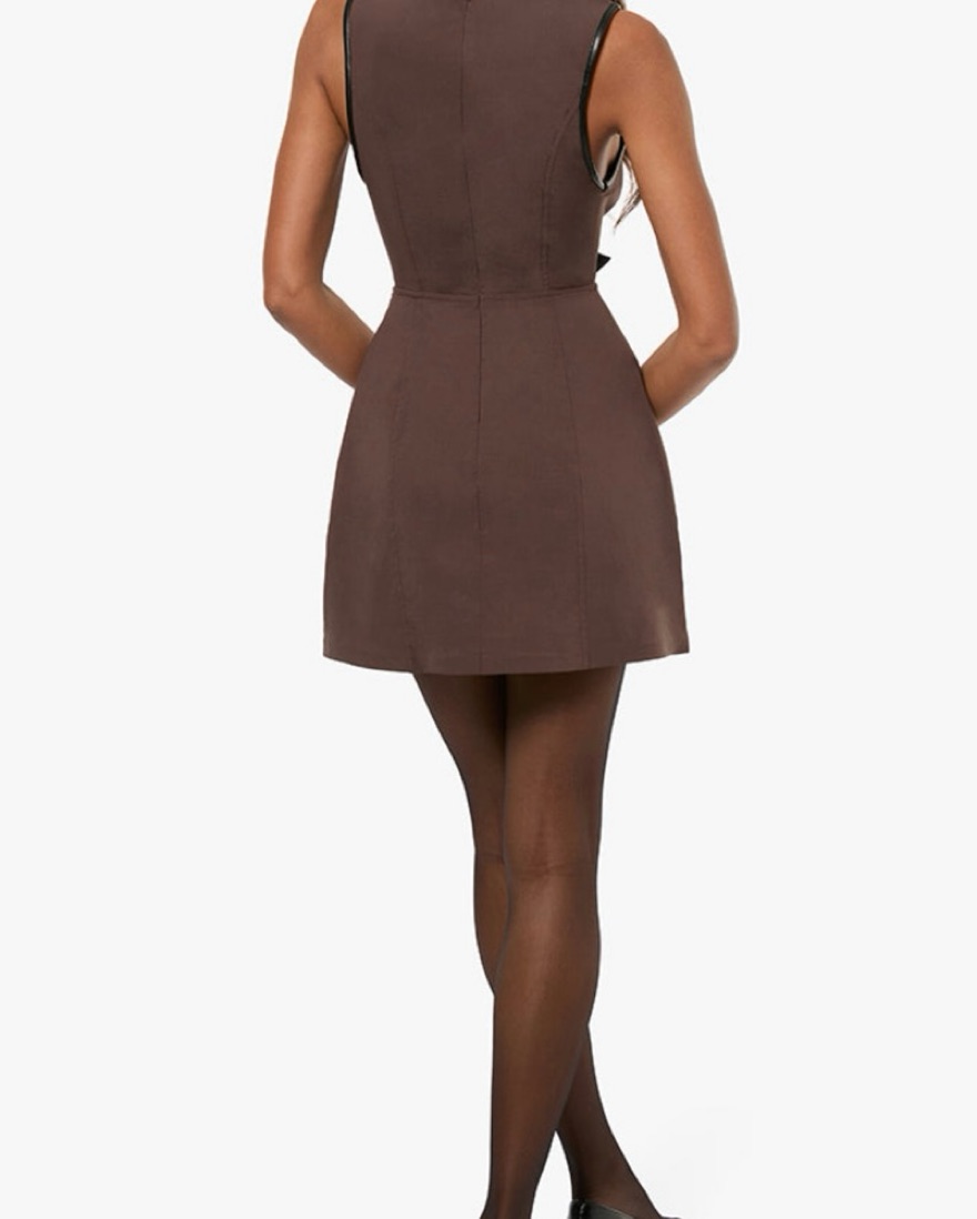 Bow-Embellished Brown Mini Dress by WeWoreWhat - Pickle