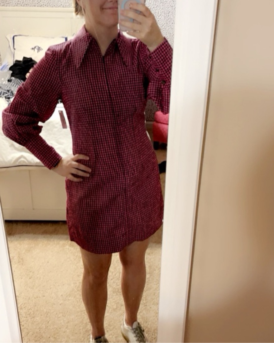 GANNI Pink Black Gingham Mini Dress - Image 2