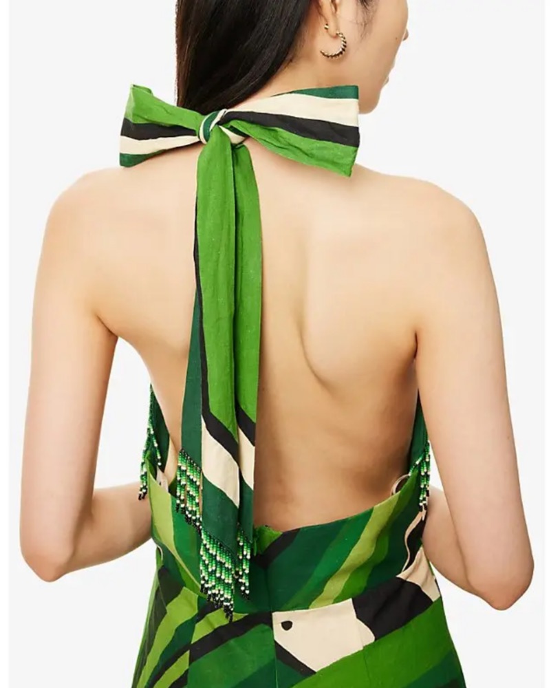 knee length dresses for ladies Light Green Butterfly Cut-Out Midi Dress – FARM Rio main image 1