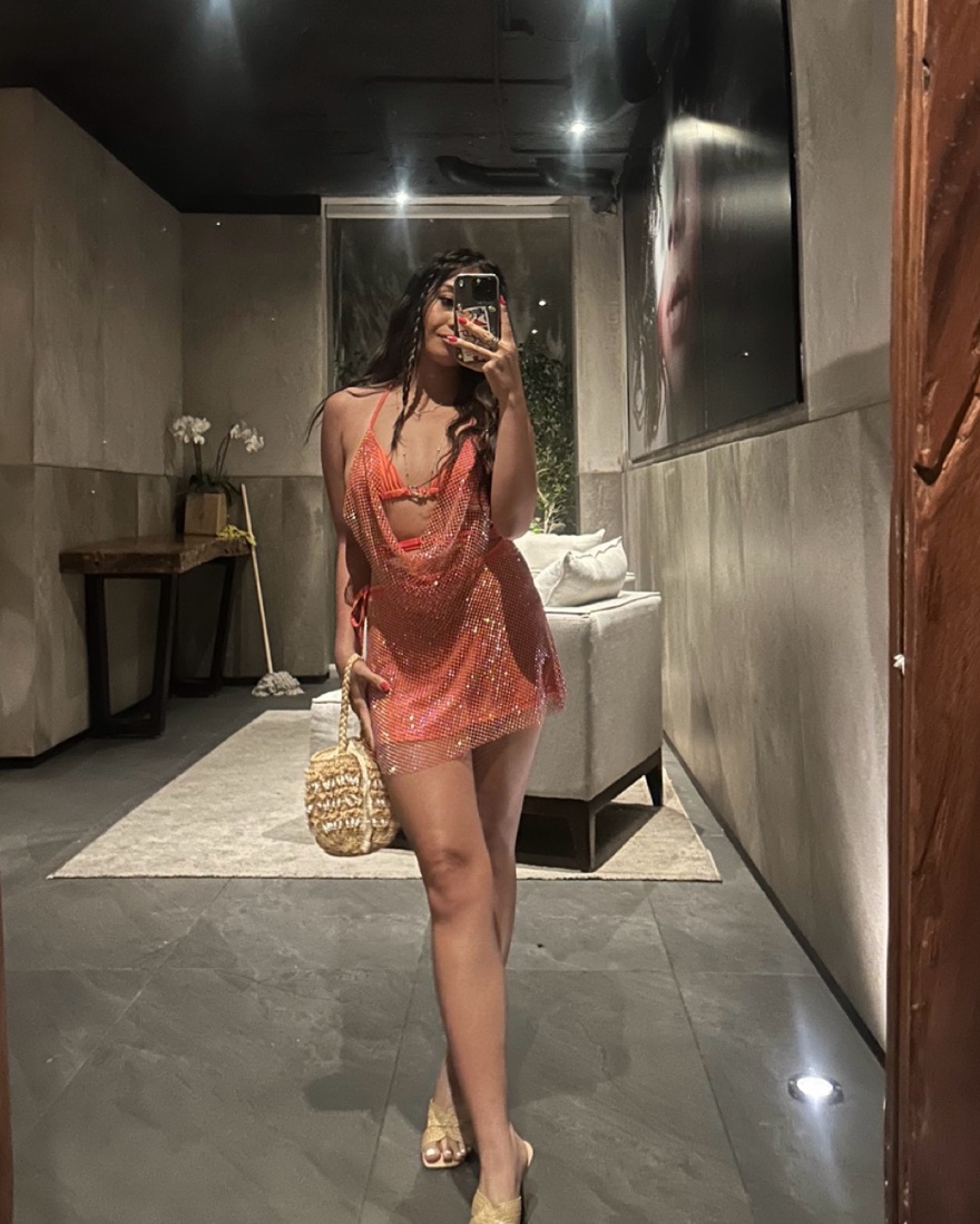 strapless open back dress Susanna Mini Dress Orange