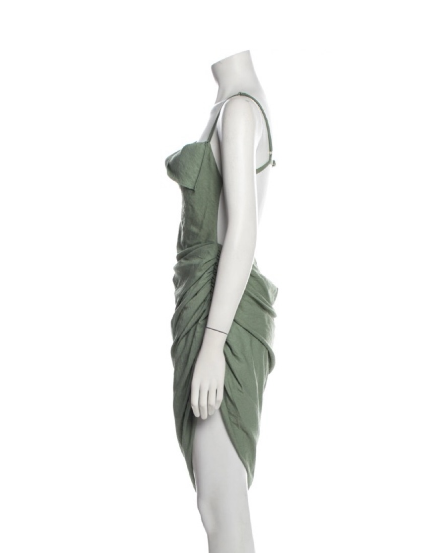 Jacquemus Chic Sage Green Wrapped Dress by Jacquemus - Pickle