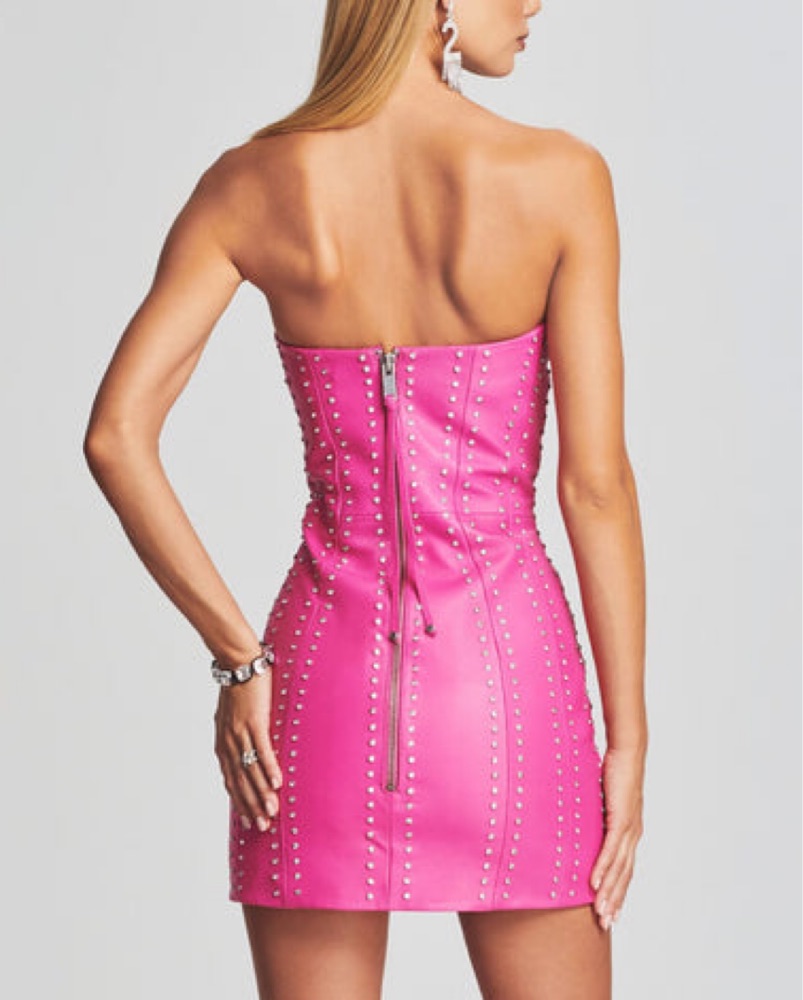 chinese dress ladies Charmingly Yours Strapless Faux Leather Mini Dress (Dusty Pink) · NanaMacs