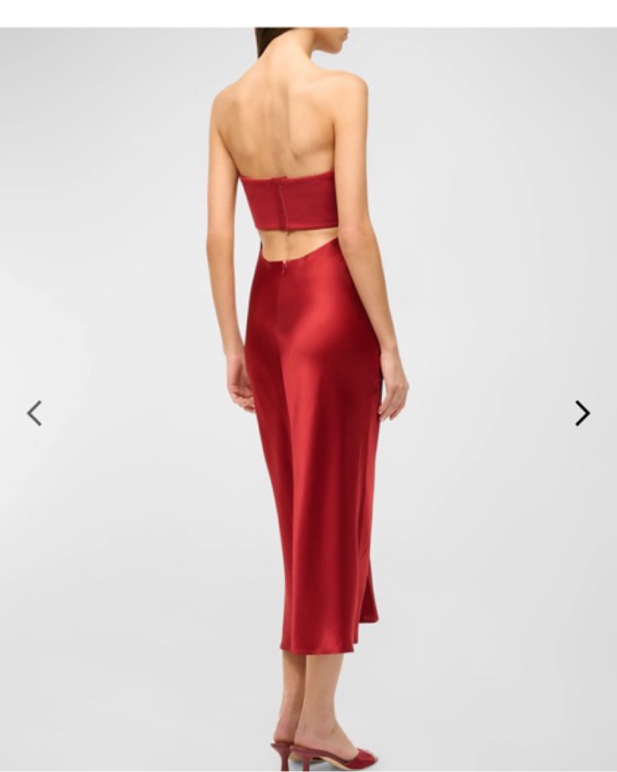 Elegant Crimson Midi Dress by Staud - Pickle