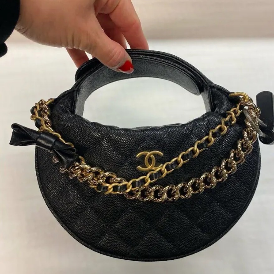 chanel black caviar round clutch bag - Image 2