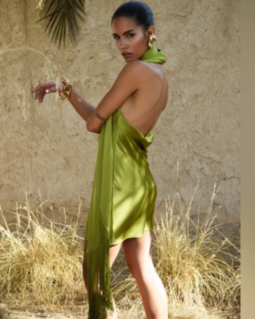 green emerald velvet dress Rat & Boa Ruba Maxi