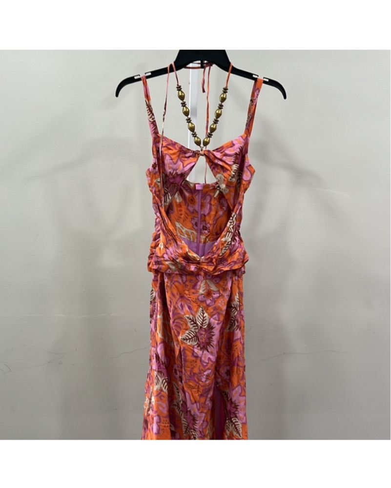 Alexis S Nisa Midi Dress - Orange / Pink by Alexis - Pickle