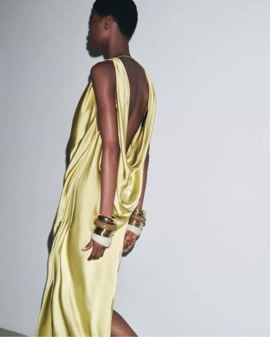 Zara Silk Flowy Green Dress by Zara - Pickle