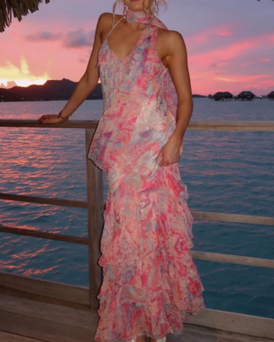 Diane Fries Vintage Dress With Scarf - Image 2