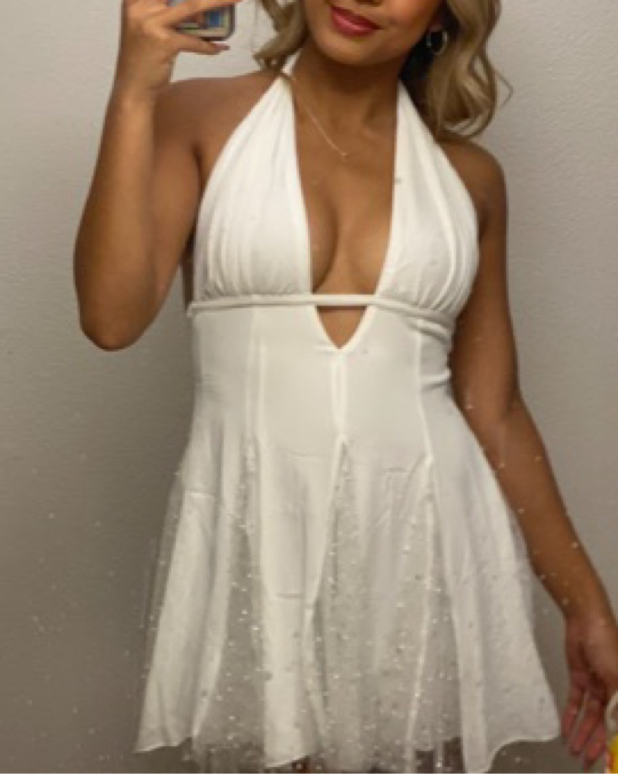 Lucy In The Sky Sequin Plunge Dress - Image 2