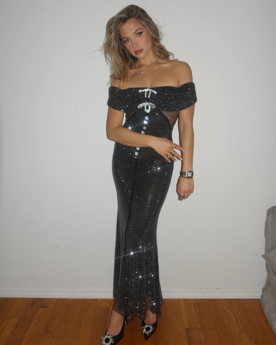 knee length dresses for ladies BLACK CRYSTAL BEADED DRESS | CULT MIA main image 1