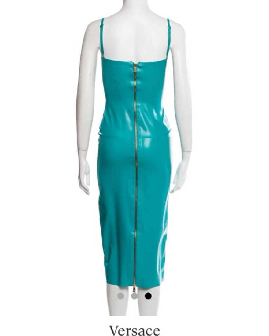 Versace Latex Midi Length Dress, Teal by Versace - Pickle
