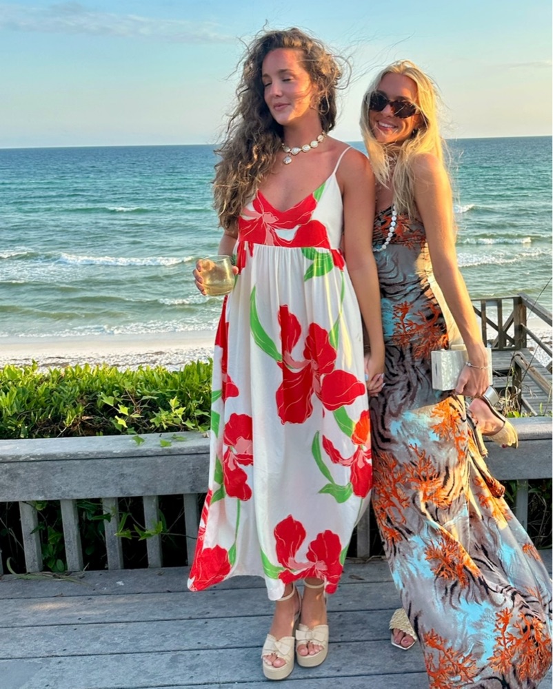 Vibrant Floral Maxi Dress by Olivaceous - Pickle