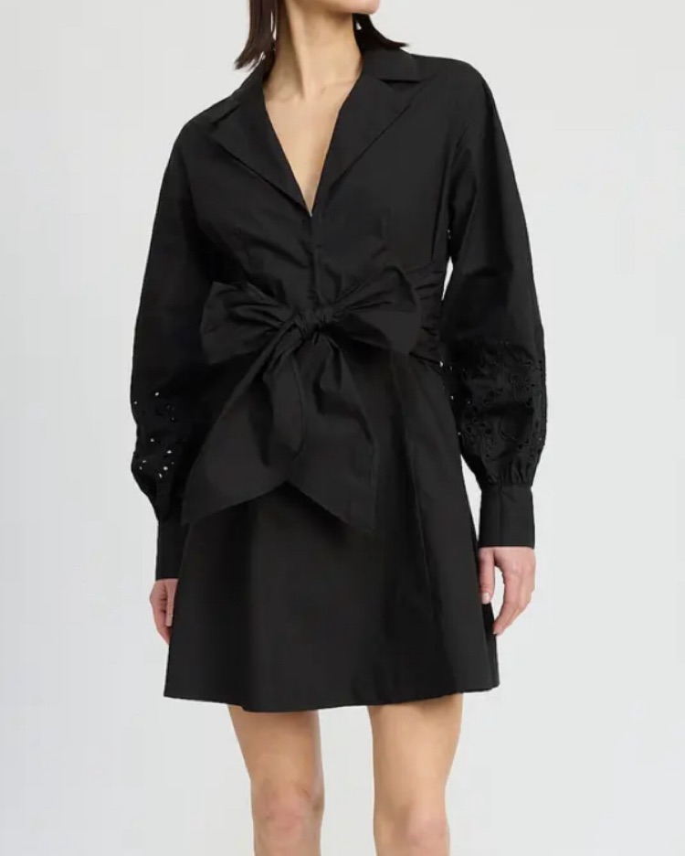 En Saison Black Bow-Tie Mini Dress by En Saison - Pickle