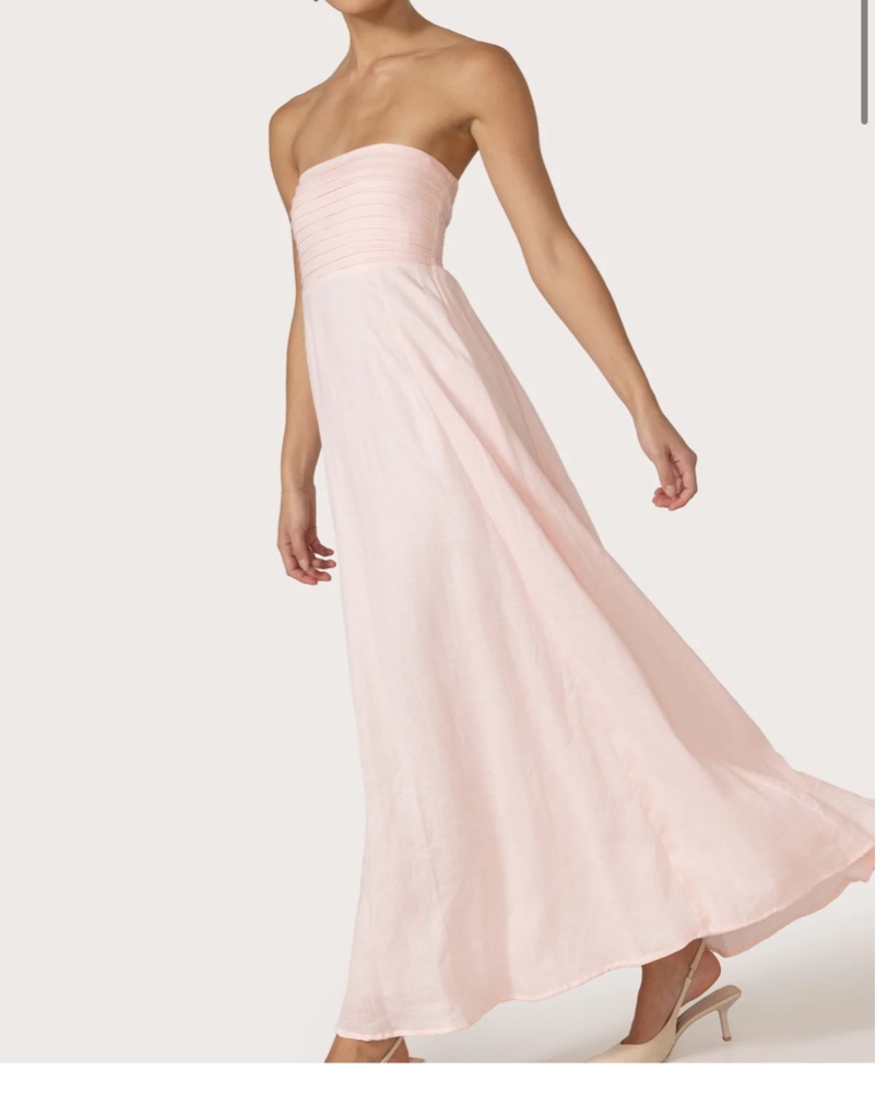 fitted lace wedding dress Sofie Pintuck Linen Maxi Dress / White | Meshki