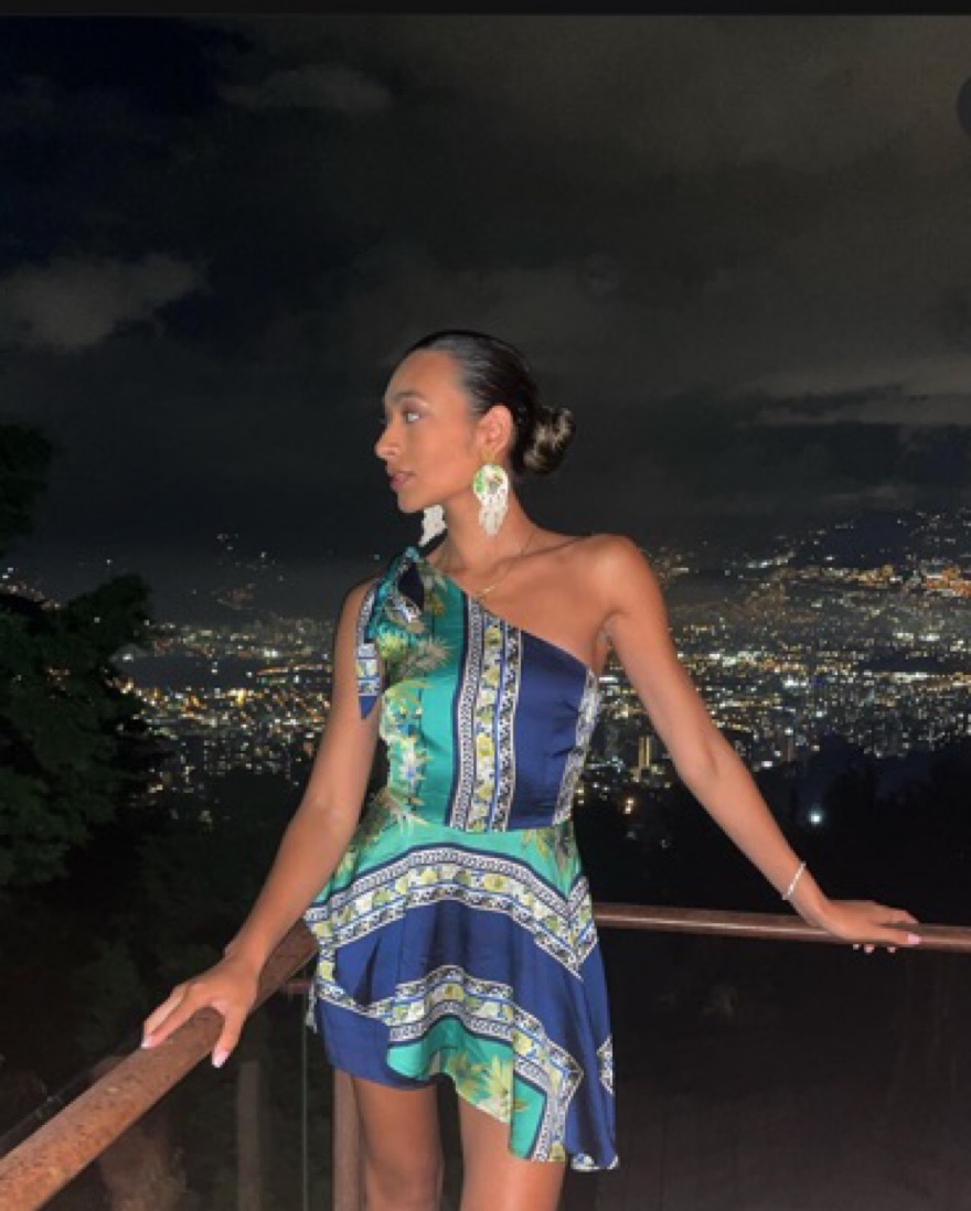 Blue Mix Print One Shoulder Romper - Image 3