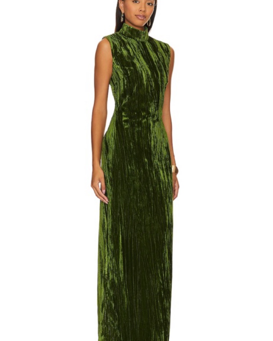 NBD Crinkled Green Velvet Dress by NBD - Pickle