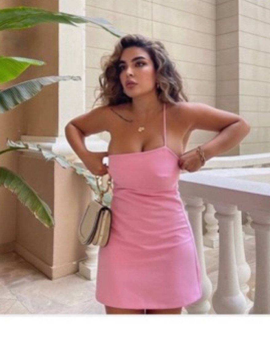 open lace back dress Beleri Ruffle Asymmetric Dress in Pink Chiffon