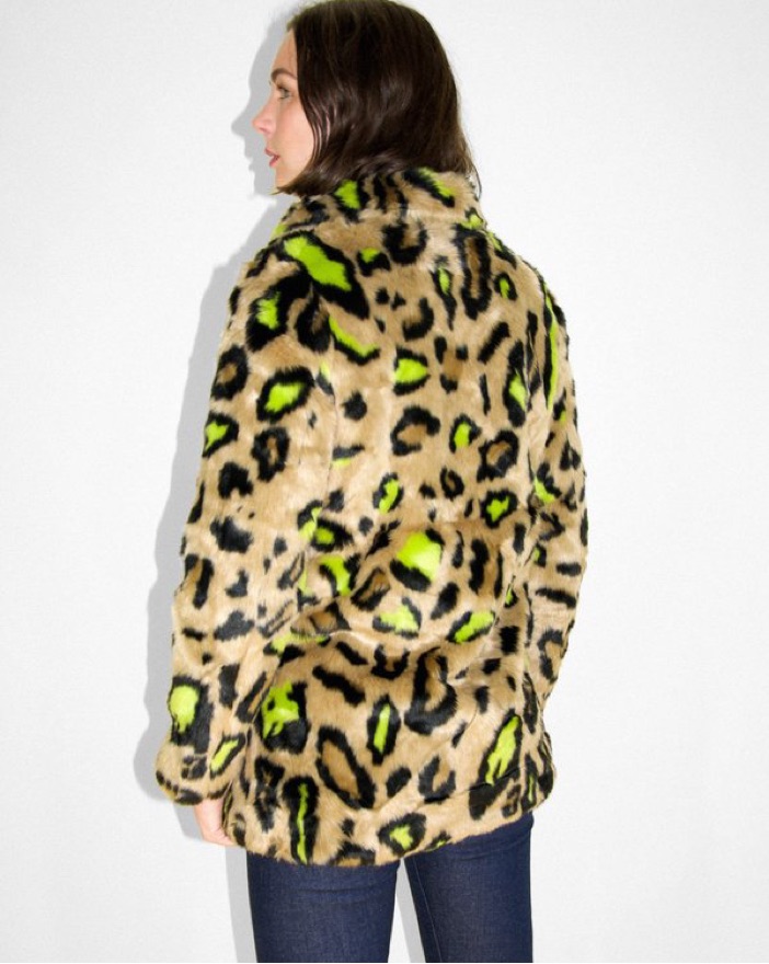 Neon Green Leopard Faux Fur - Image 3